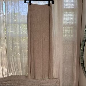 Reformation midi knit skirt with double slits, Small, oatmeal color